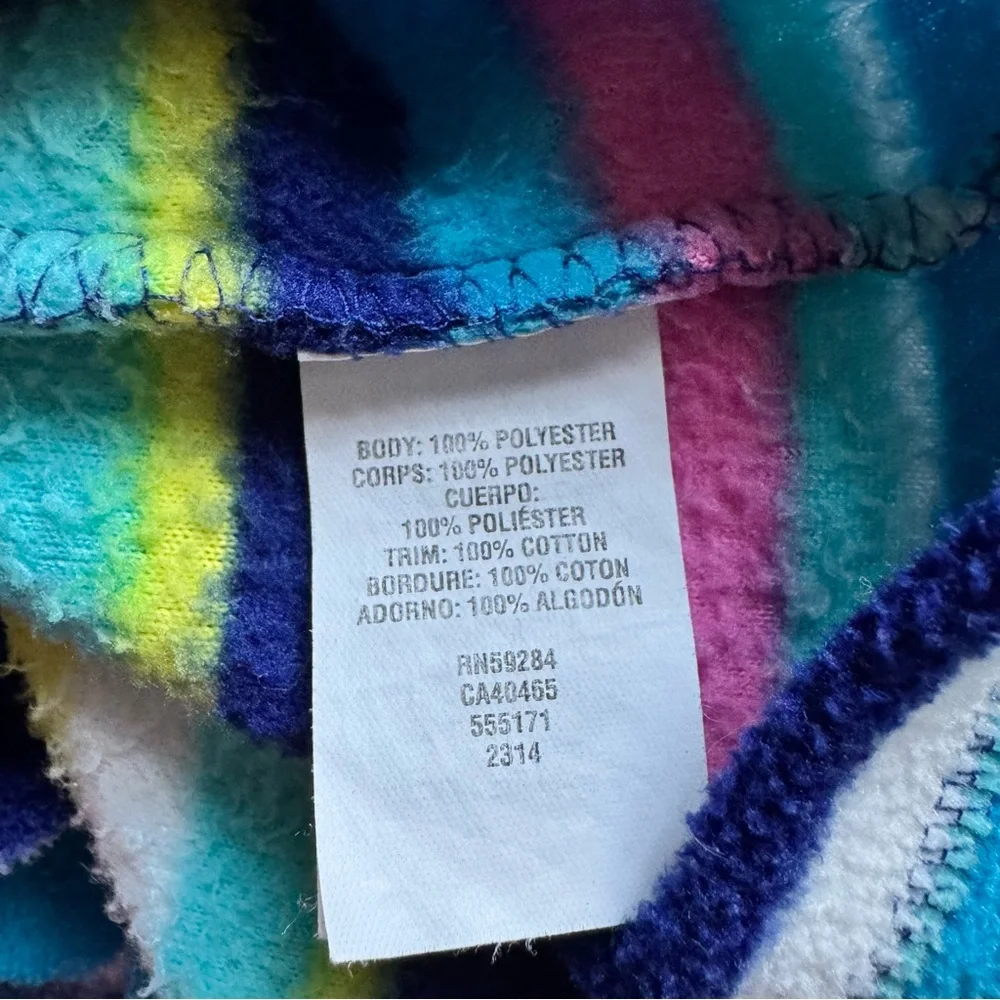 The Children's Place Striped Fleece V-Neck Hoodie Blue White Yellow Pink Sz M